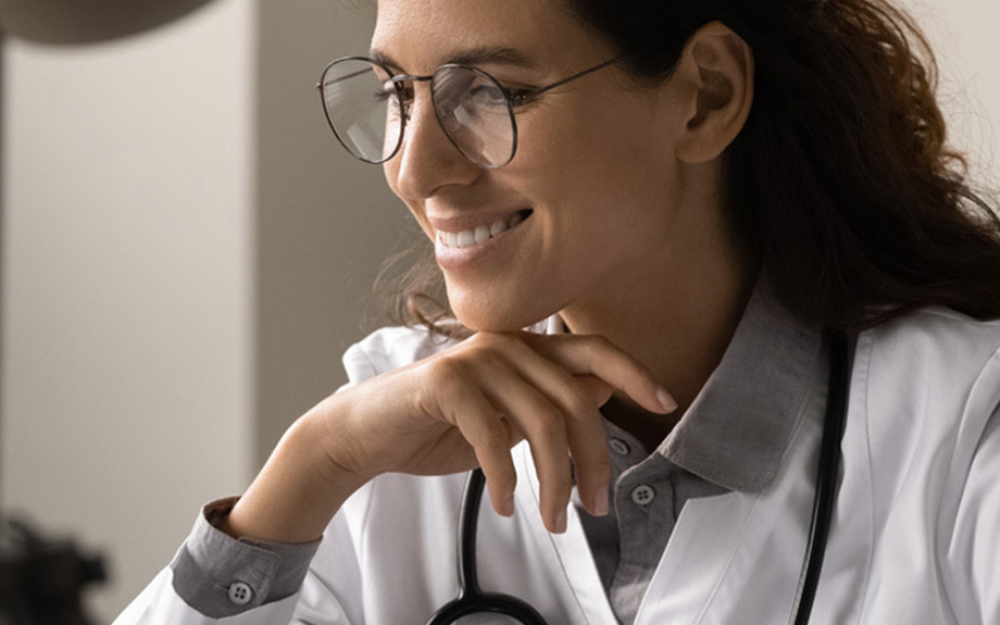 Female clinician smiling