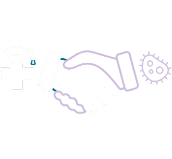 Patient shaking hands with clinician icon