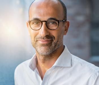 Middle-aged man looking sincere