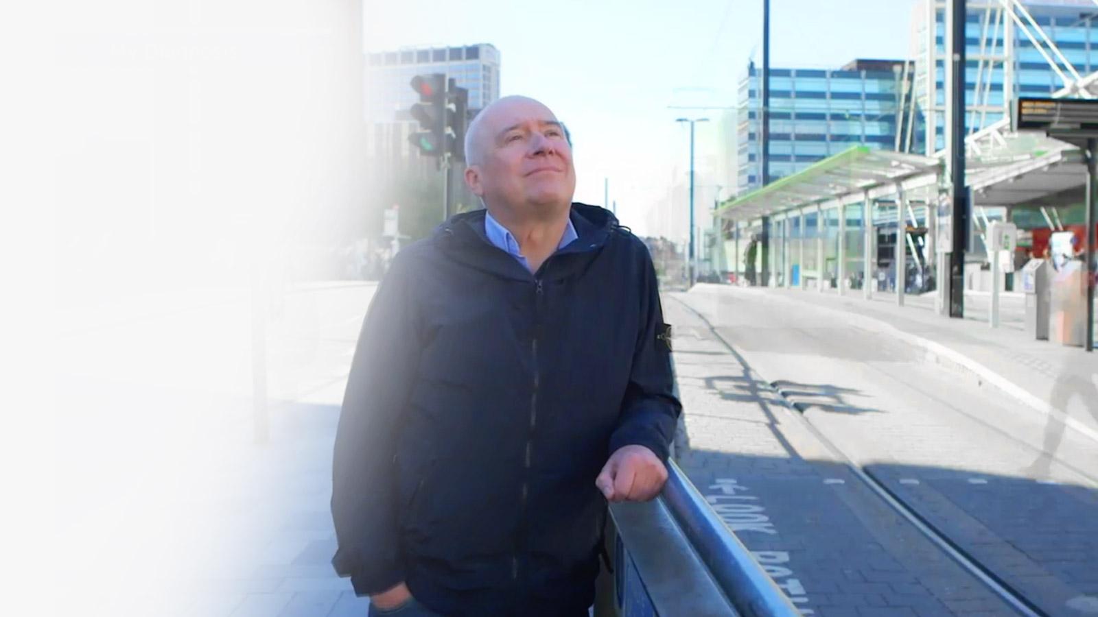 Older male patient gazing positively into the horizon