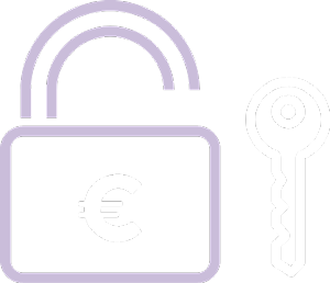 Padlock and key with euro symbol